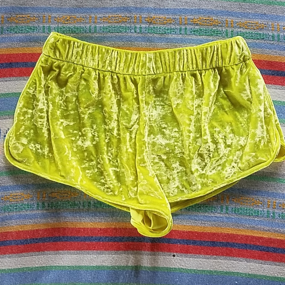 Urban Outfitters BDG Neon Yellow Velvet Shorts